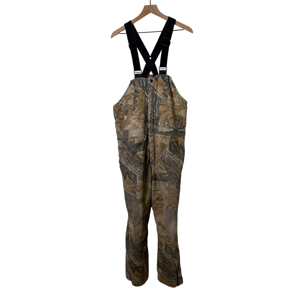 Walls Mens Vintage Insulated Realtree Camo Hunting Bib Overalls Size L Brown